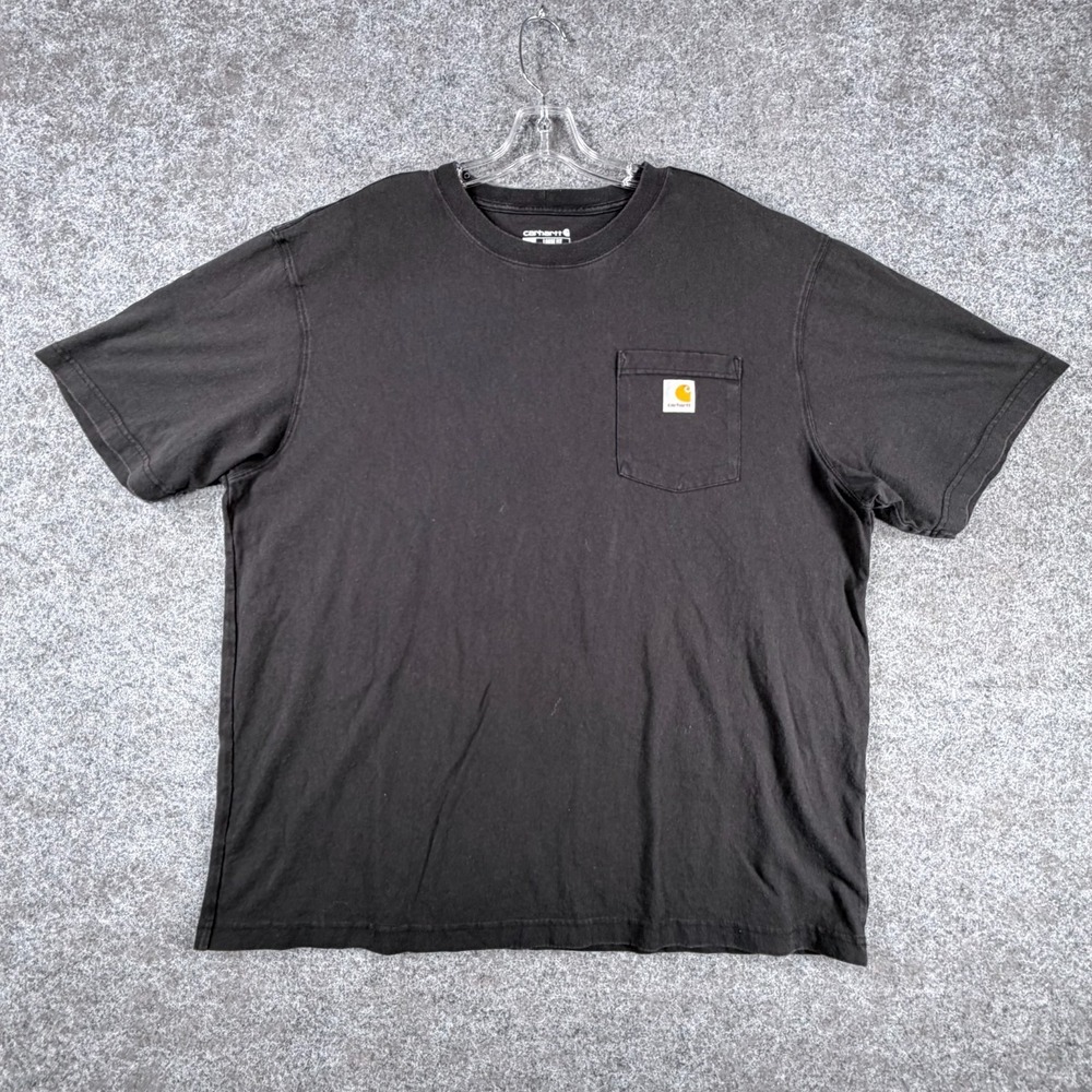 Carhartt Iconic Pocket T Shirt Mens XL Black Heavyweight Cotton Loose Crew Neck